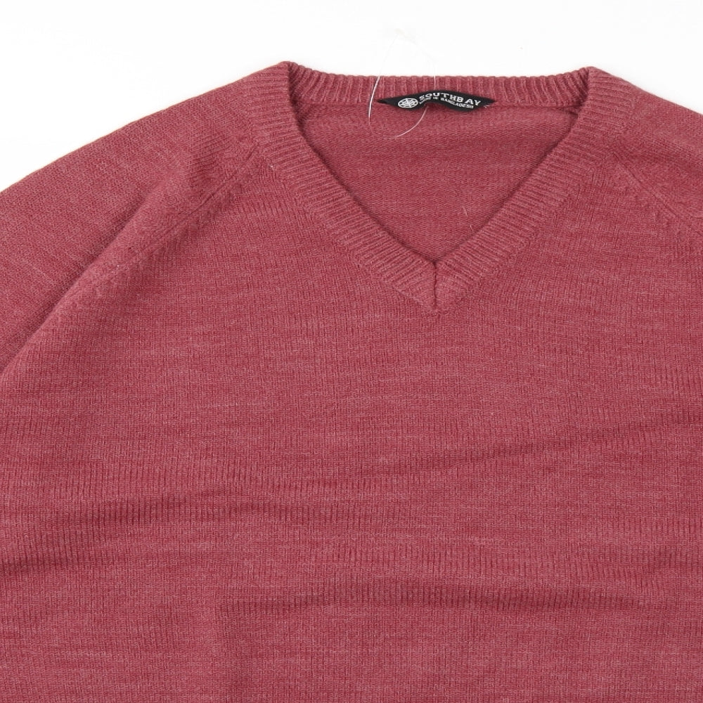 South Bay Mens Red  Knit Pullover Jumper Size M