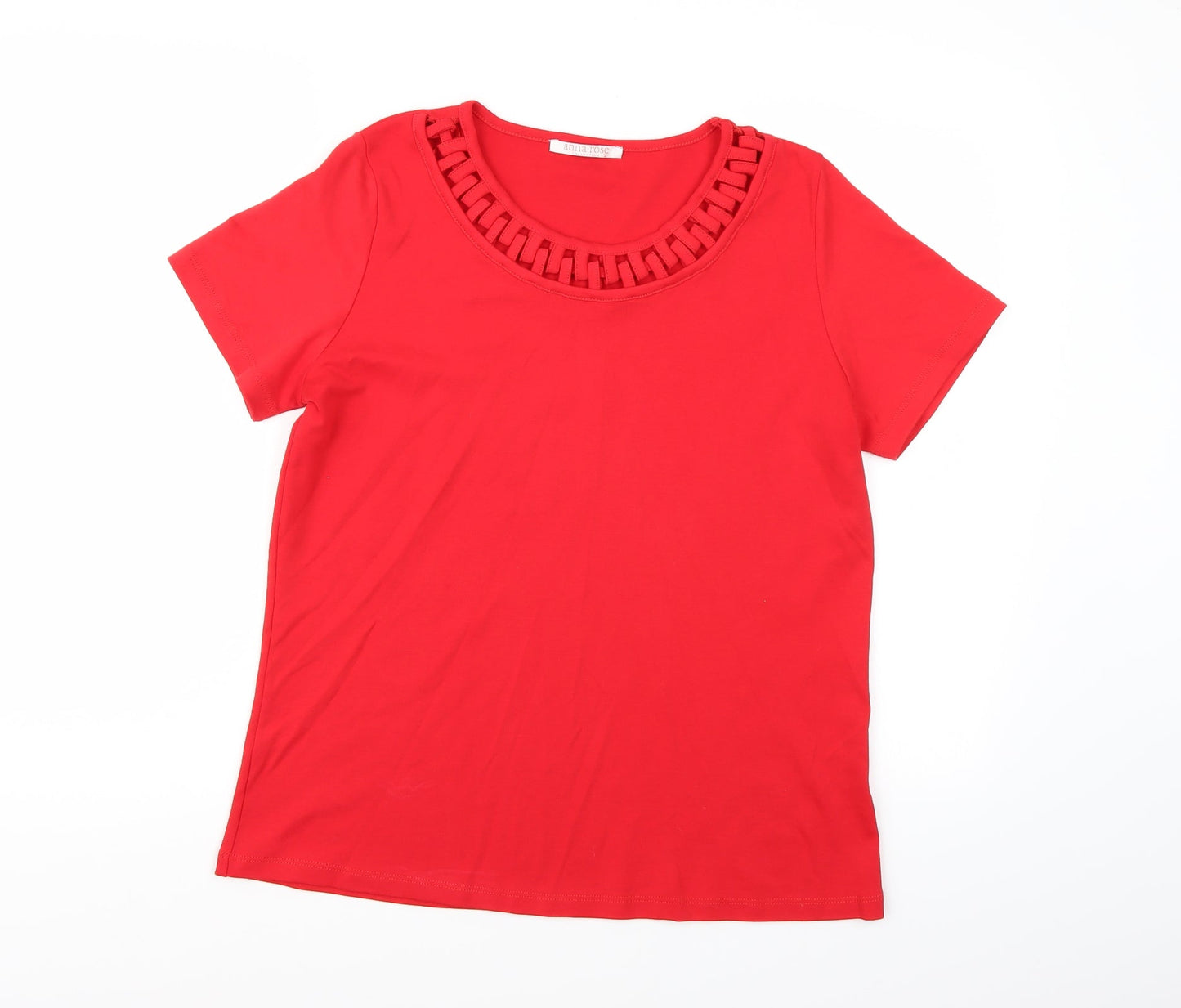 Womens UK Size L Anna Rose Red Basic T-Shirt