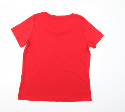 Womens UK Size L Anna Rose Red Basic T-Shirt