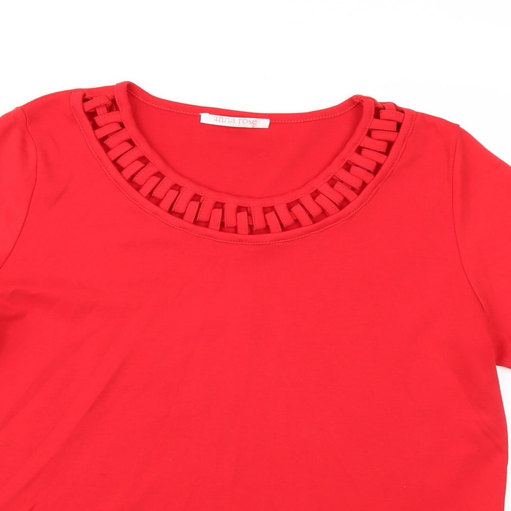 Womens UK Size L Anna Rose Red Basic T-Shirt