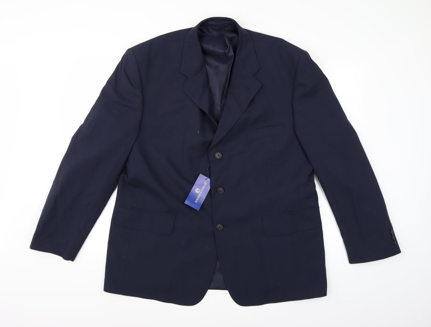 Mens UK Size 44 Essentials Regular Blue Suit Jacket