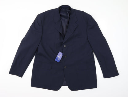 Mens UK Size 44 Essentials Regular Blue Suit Jacket