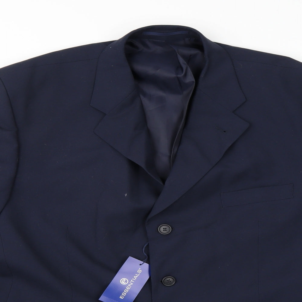 Mens UK Size 44 Essentials Regular Blue Suit Jacket