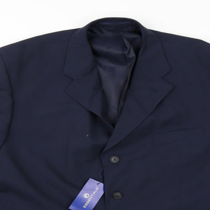 Mens UK Size 44 Essentials Regular Blue Suit Jacket