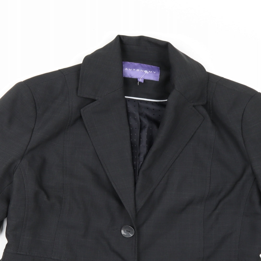 Autonomy Womens Grey Check Rayon Jacket Suit Jacket Size 14