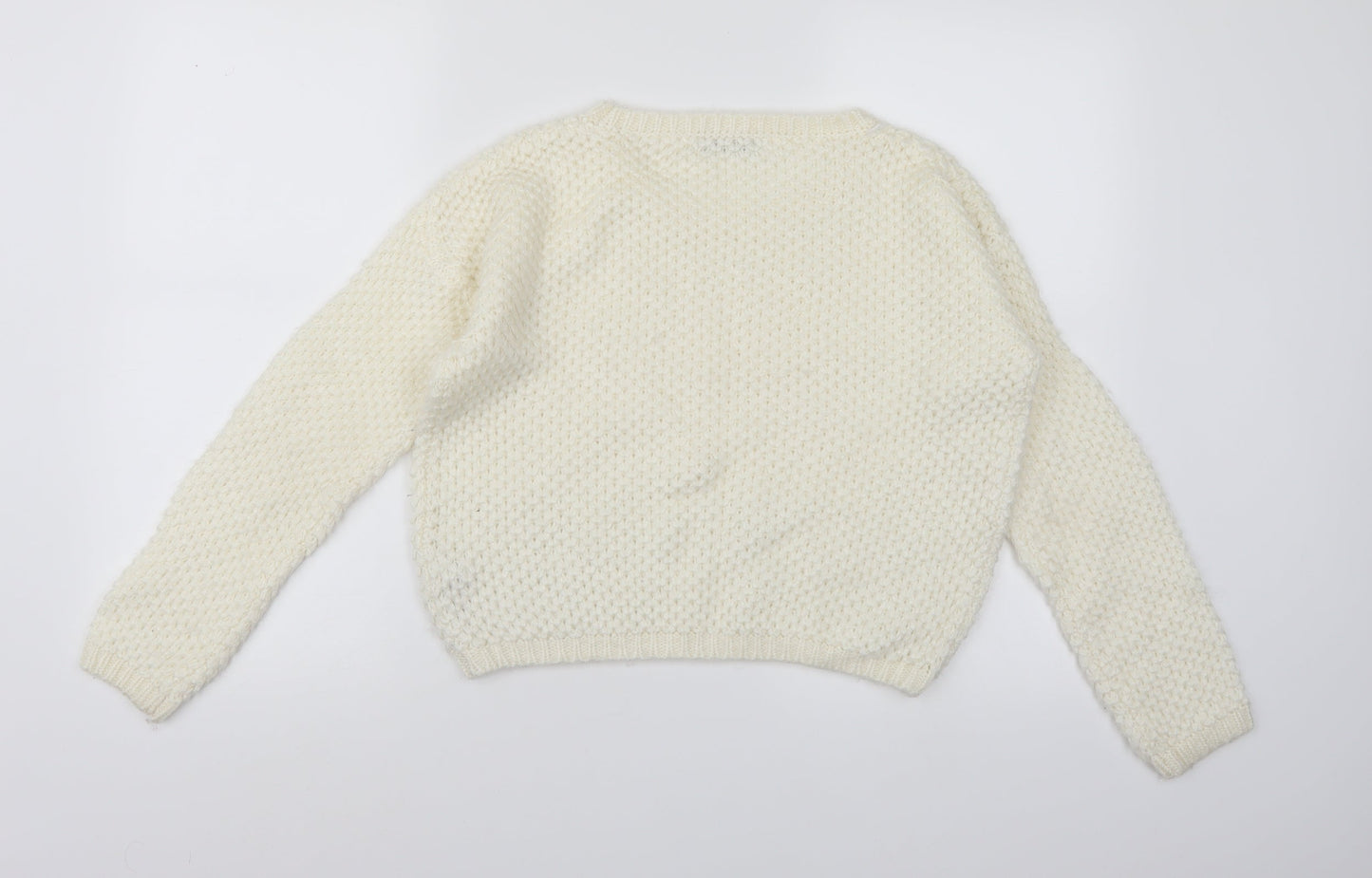 Marks and Spencer Girls White  Knit Pullover Jumper Size 11-12 Years