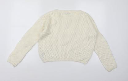 Marks and Spencer Girls White  Knit Pullover Jumper Size 11-12 Years