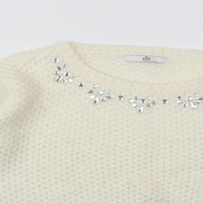 Marks and Spencer Girls White  Knit Pullover Jumper Size 11-12 Years