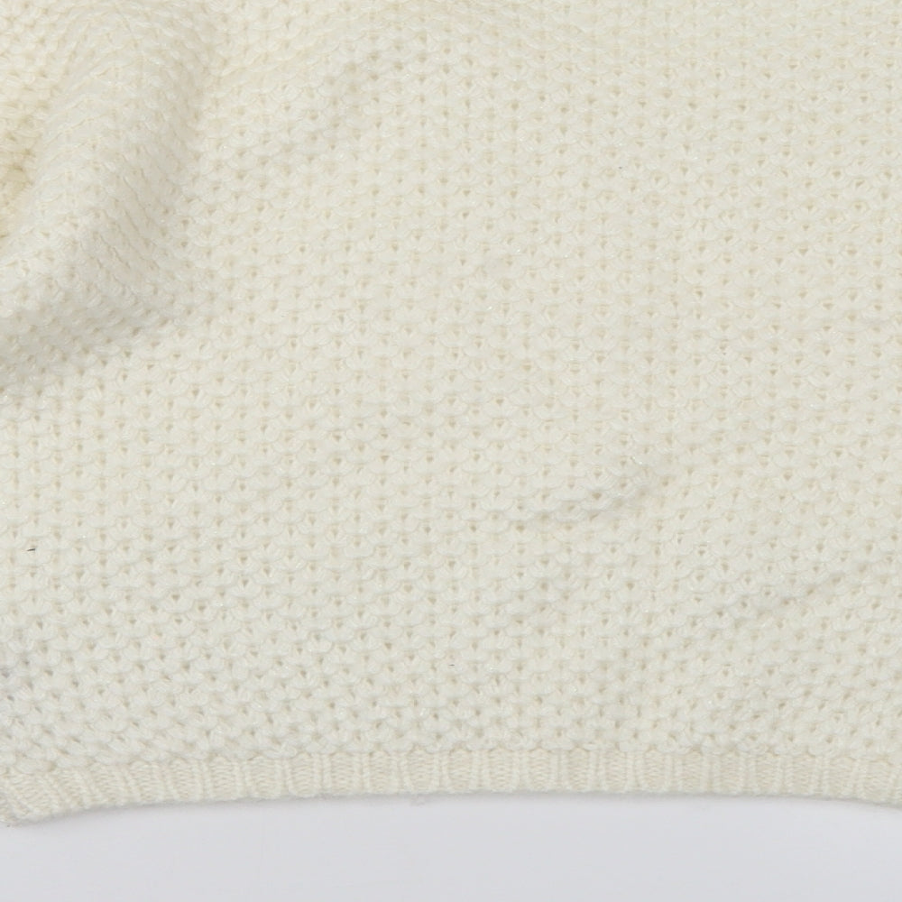 Marks and Spencer Girls White  Knit Pullover Jumper Size 11-12 Years