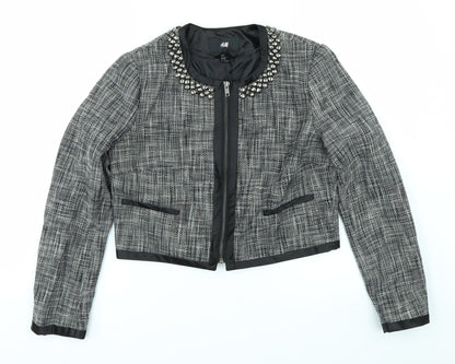 H&M Womens Black   Full Zip Jumper Size 10