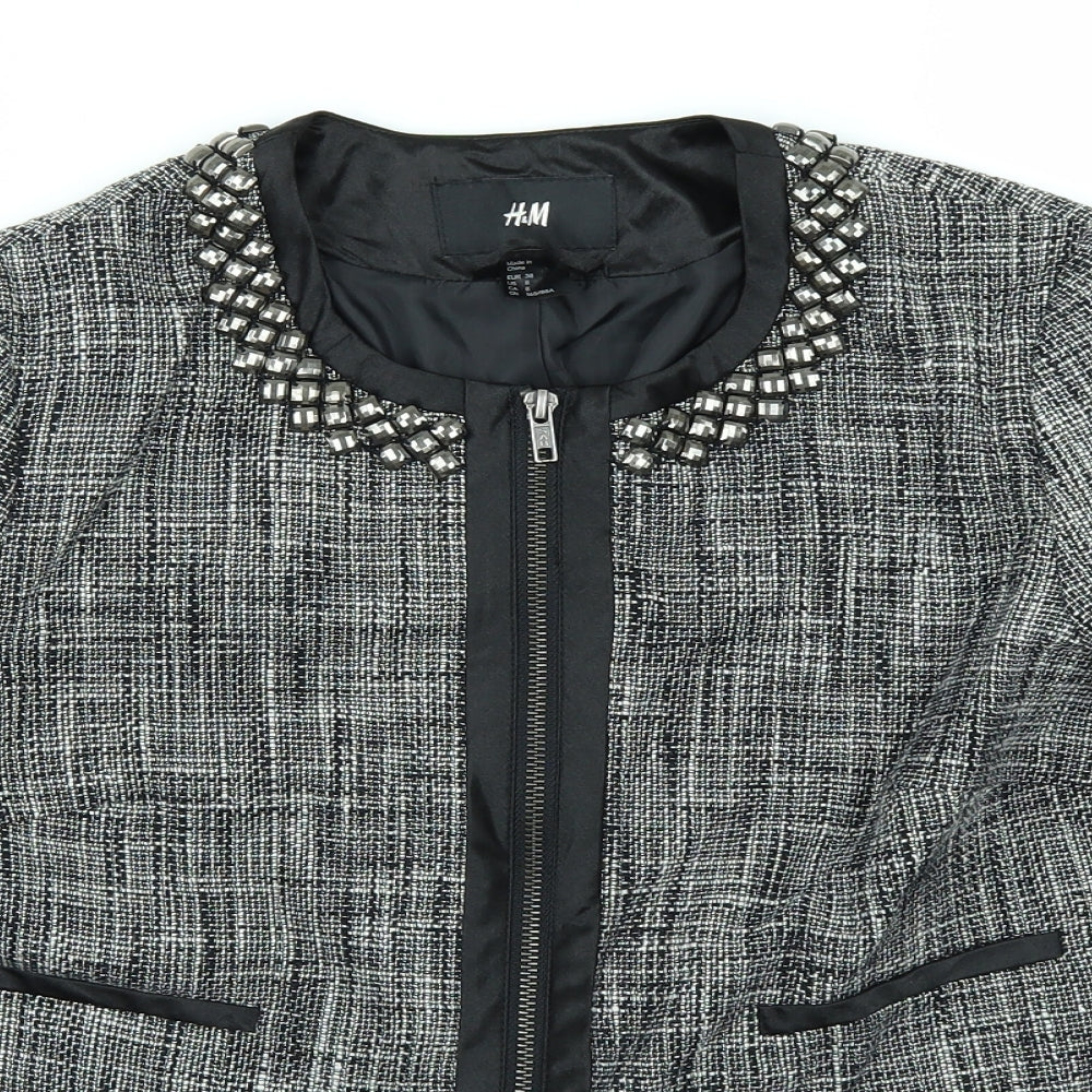 H&M Womens Black   Full Zip Jumper Size 10