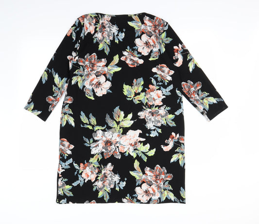Boohoo Womens Black Floral  Mini  Size 14