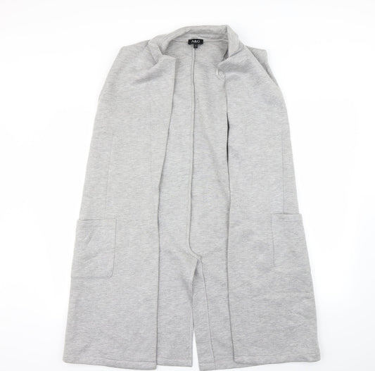 Front view of A&G women’s grey cardigan jumper, size S