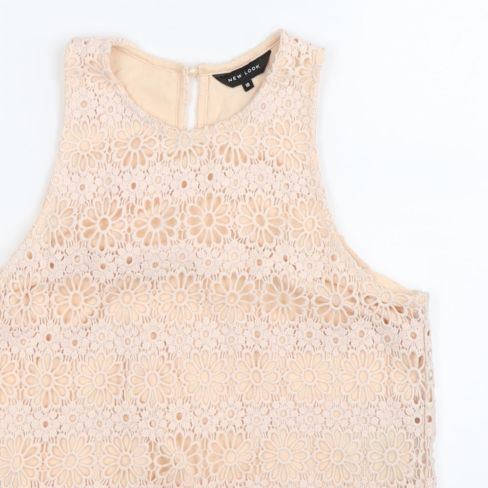 Womens UK Size 10 New Look Pink Basic Tank