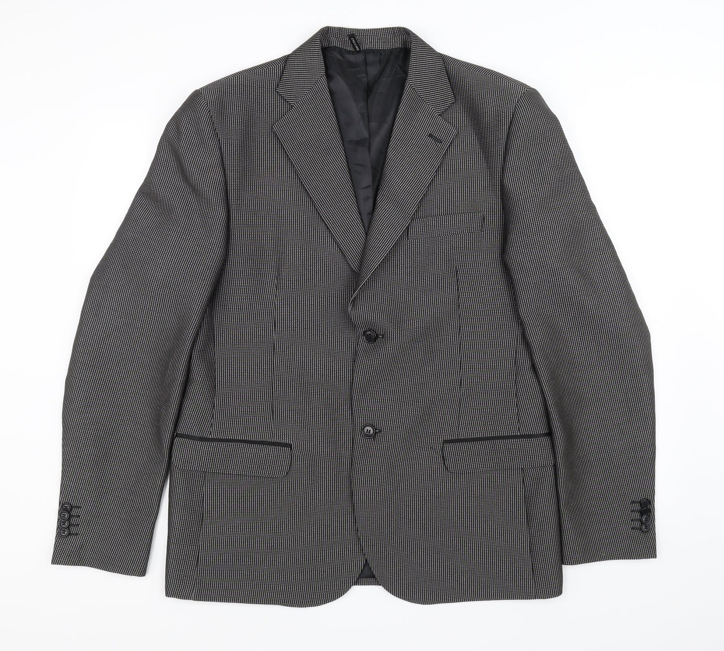 vincent trade Mens Black Check  Jacket Suit Jacket Size 40  - Made in Italy