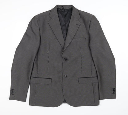 vincent trade Mens Black Check  Jacket Suit Jacket Size 40  - Made in Italy