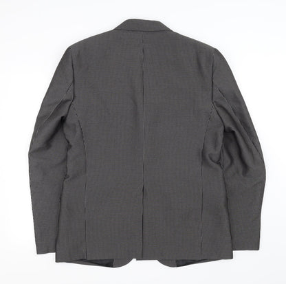 vincent trade Mens Black Check  Jacket Suit Jacket Size 40  - Made in Italy