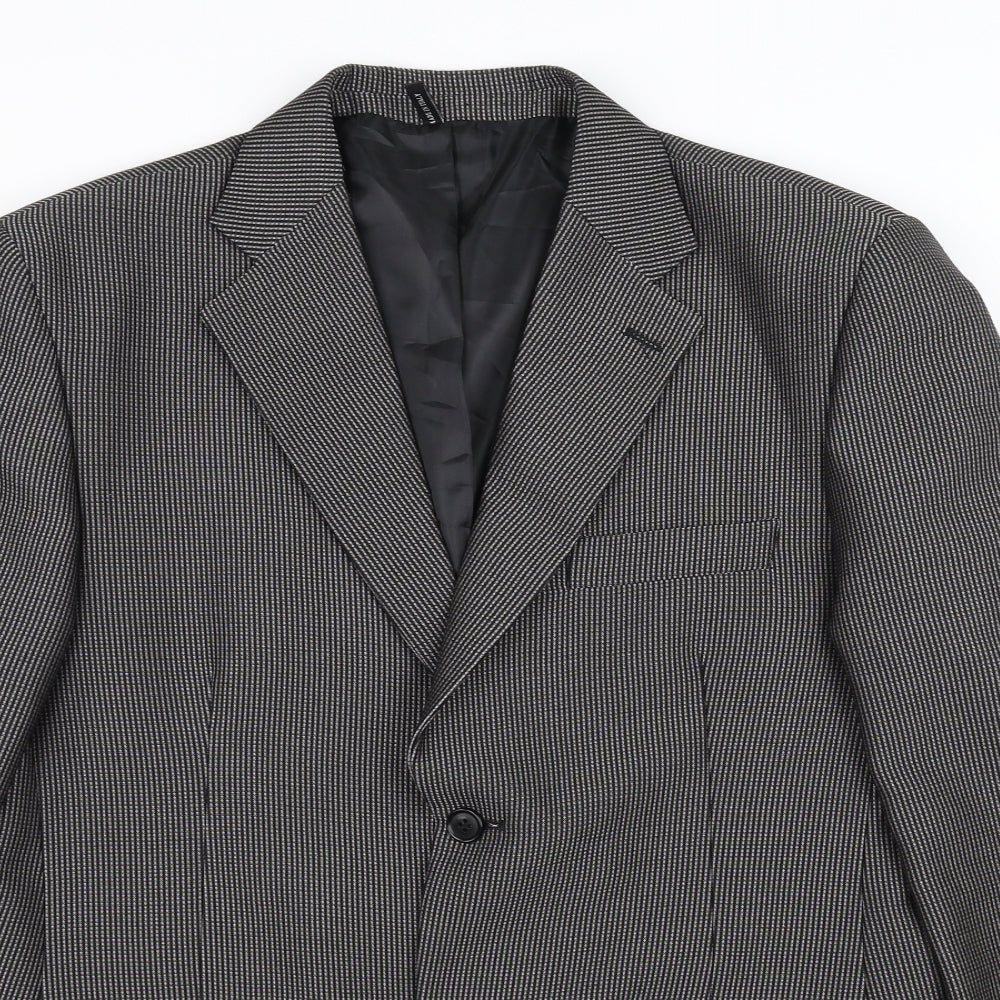 vincent trade Mens Black Check  Jacket Suit Jacket Size 40  - Made in Italy