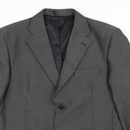 vincent trade Mens Black Check  Jacket Suit Jacket Size 40  - Made in Italy