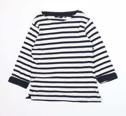 Isle Womens Blue Striped Knit Basic T-Shirt Size 10