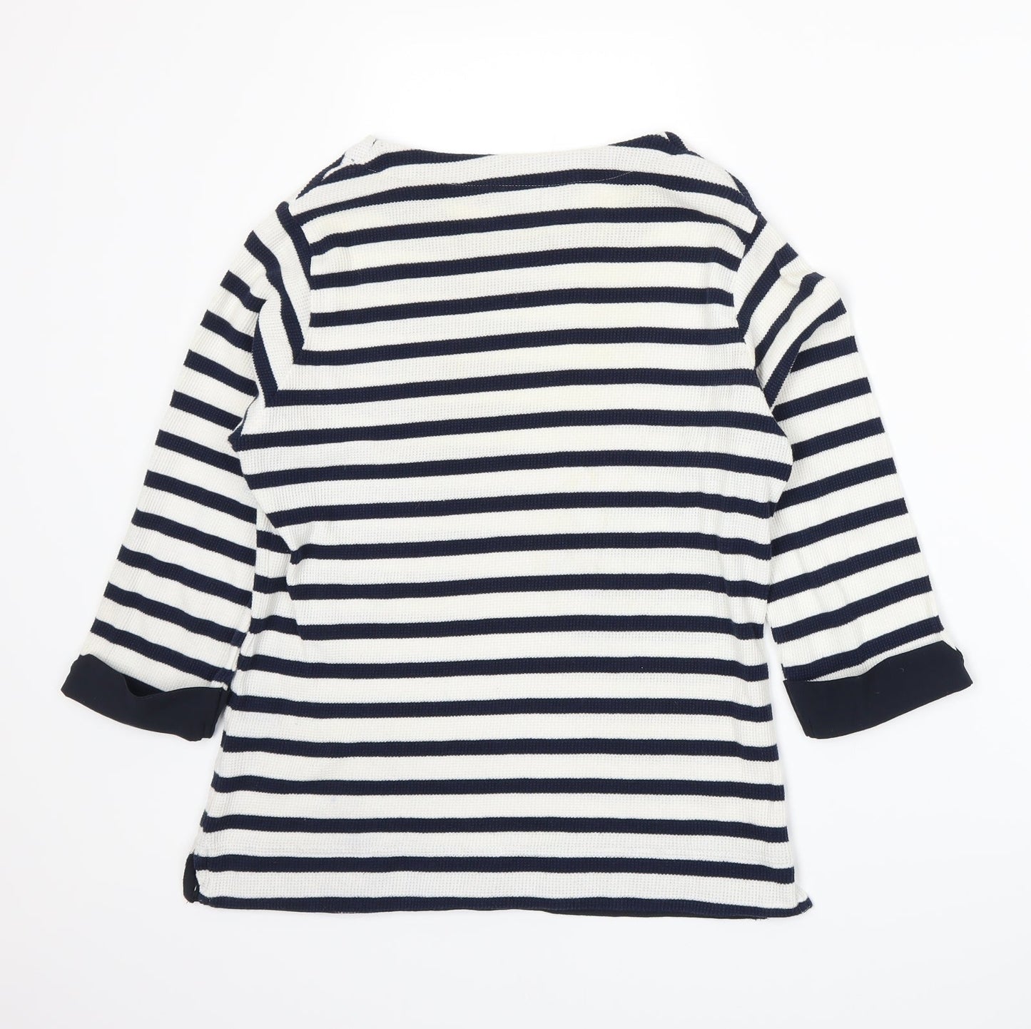 Isle Womens Blue Striped Knit Basic T-Shirt Size 10