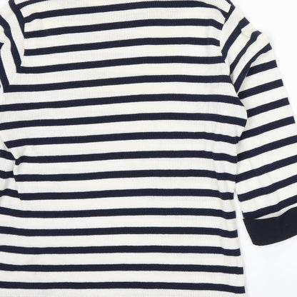 Isle Womens Blue Striped Knit Basic T-Shirt Size 10