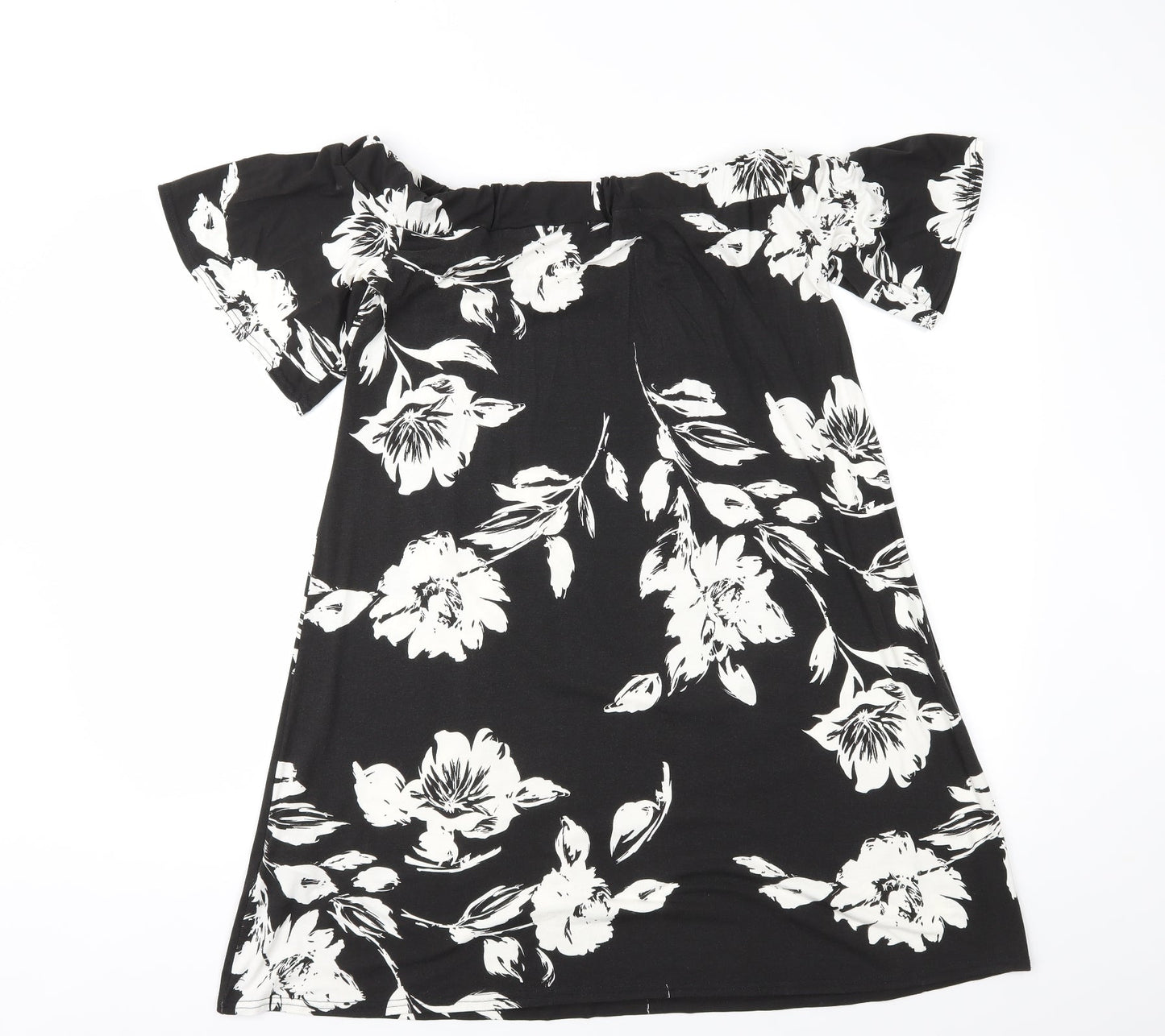 Boohoo Womens Black Floral  A-Line  Size 8