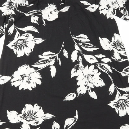 Boohoo Womens Black Floral  A-Line  Size 8