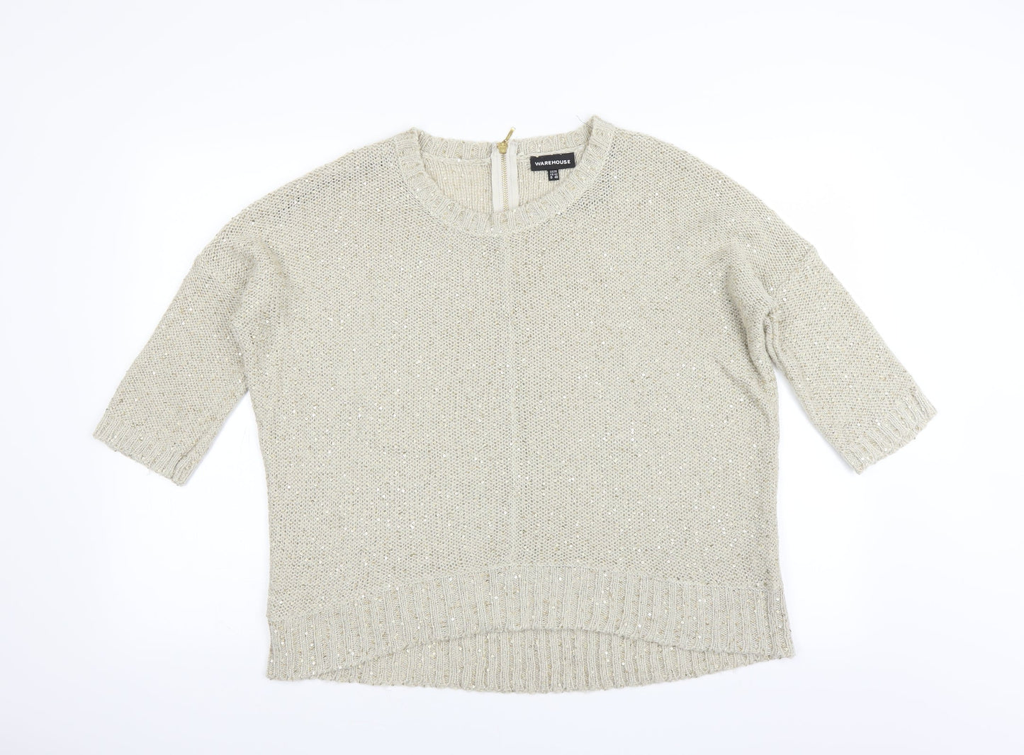 Warehouse Womens Gold   Pullover Jumper Size 14  - sequin