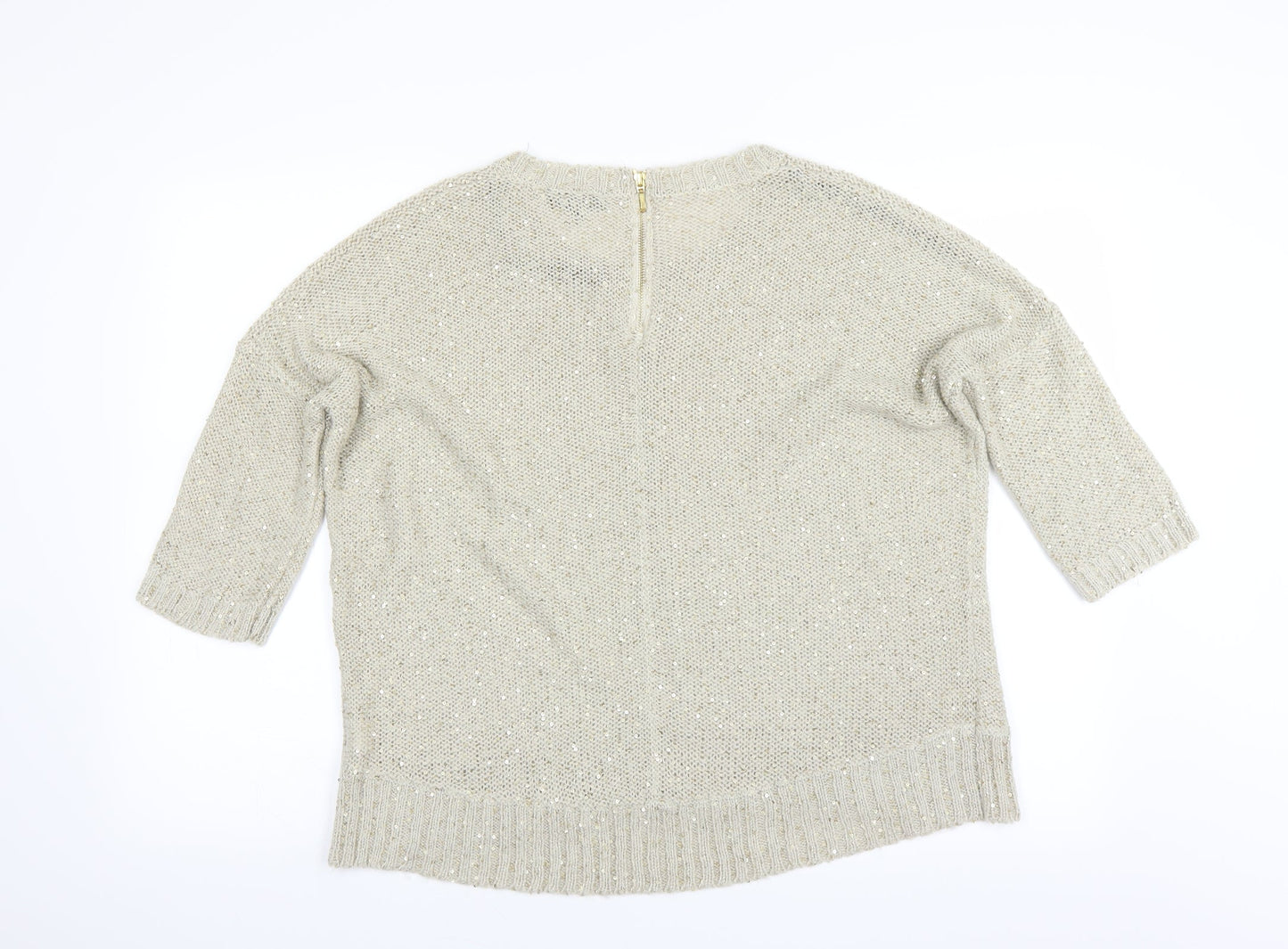 Warehouse Womens Gold   Pullover Jumper Size 14  - sequin