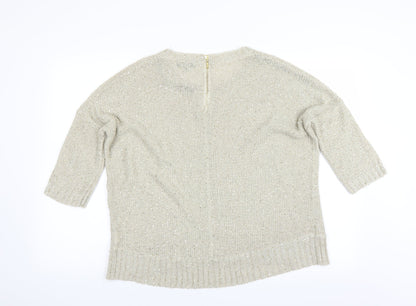 Warehouse Womens Gold   Pullover Jumper Size 14  - sequin