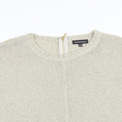 Warehouse Womens Gold   Pullover Jumper Size 14  - sequin