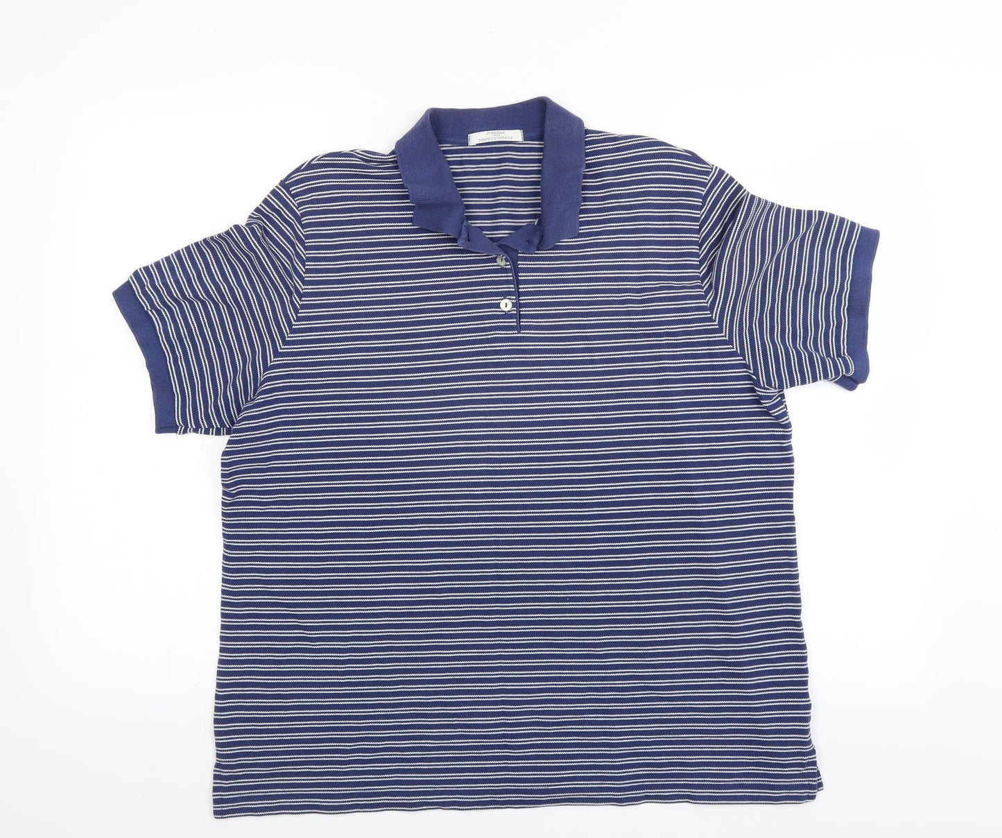 Marks and Spencer Mens Blue Striped   Polo Size 18