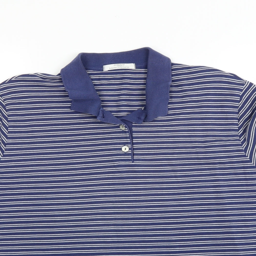 Marks and Spencer Mens Blue Striped   Polo Size 18