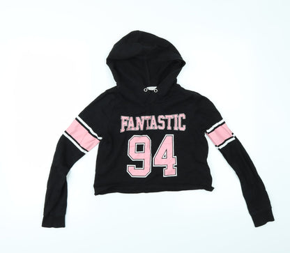 H&M Girls Black   Pullover Hoodie Size 11 Years