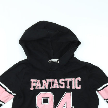H&M Girls Black   Pullover Hoodie Size 11 Years