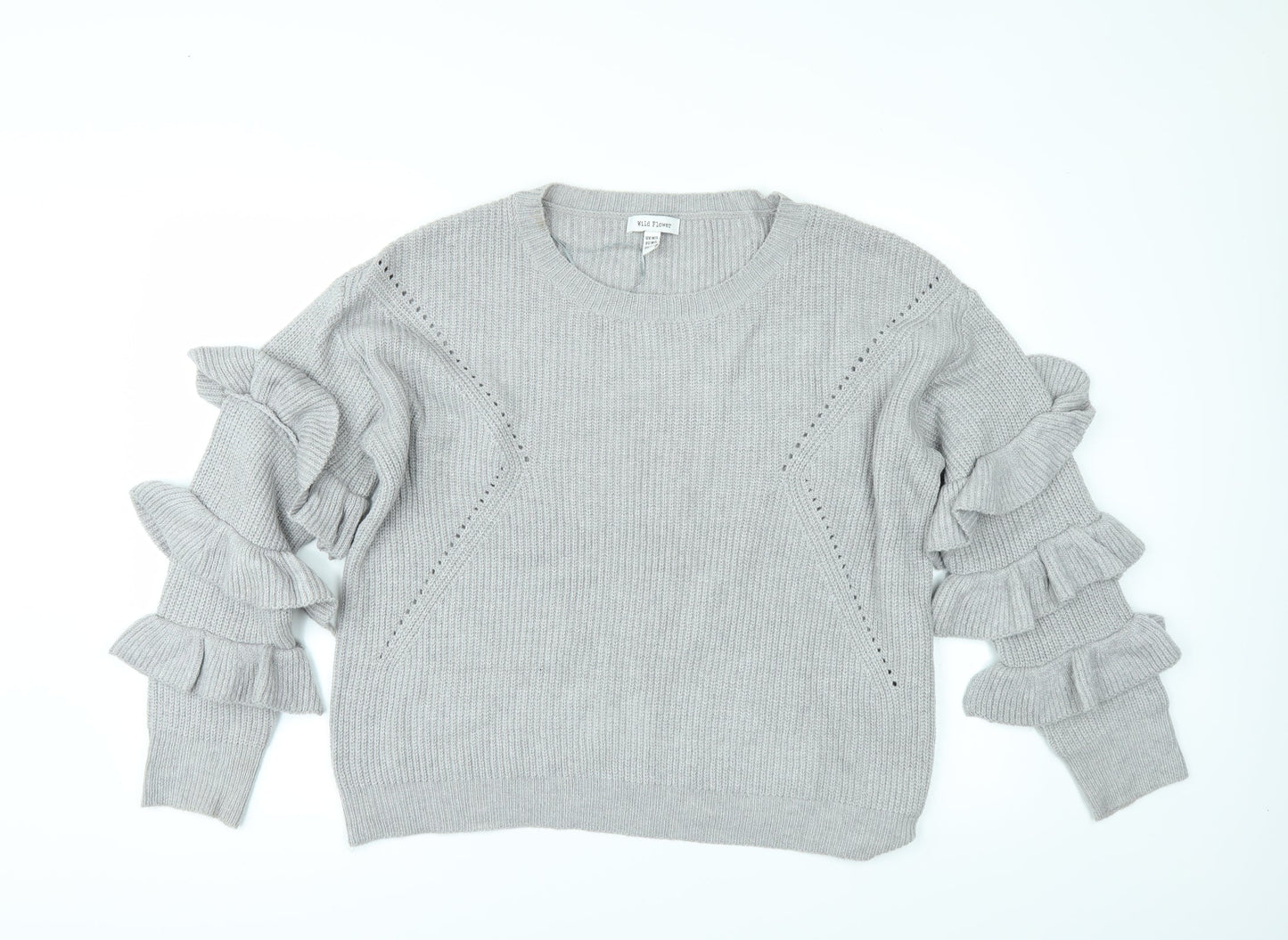 Wild flower Womens Grey   Pullover Jumper Size L  - Sleeve detail