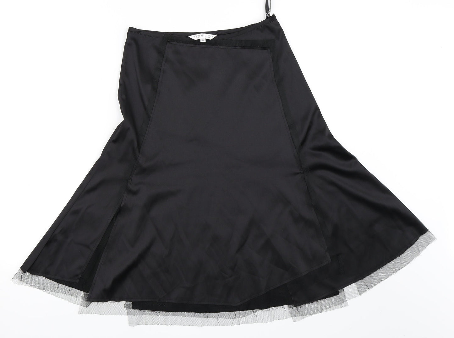 Womens UK Size 6 Topshop Flare Satin Skirt