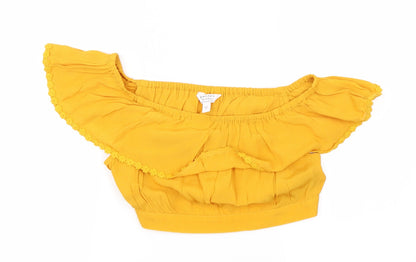 Womens UK Size 12 Preworn Yellow Cropped Blouse