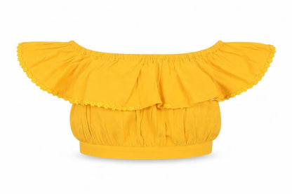 Womens UK Size 12 Preworn Yellow Cropped Blouse