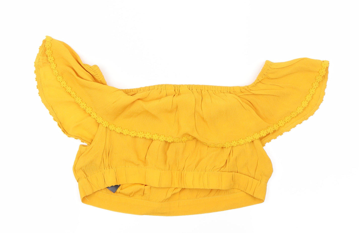 Womens UK Size 12 Preworn Yellow Cropped Blouse