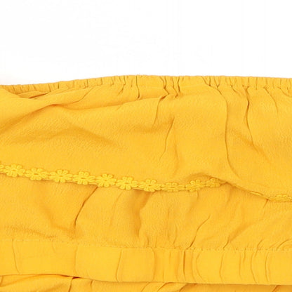 Womens UK Size 12 Preworn Yellow Cropped Blouse
