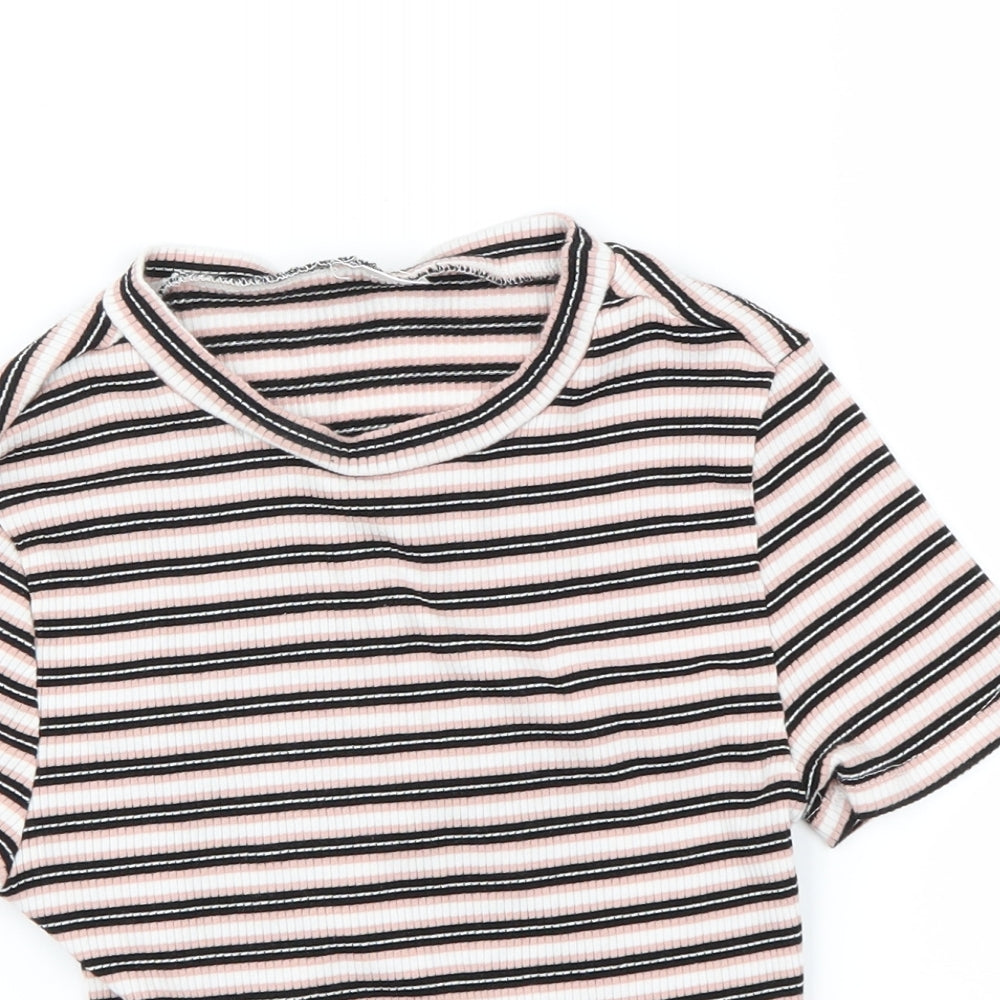 Womens UK Size S Preworn Pink Cropped T-Shirt