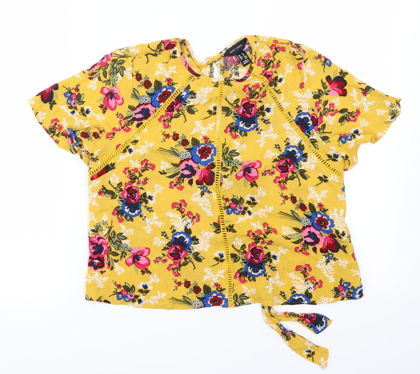 Womens UK Size 8 New Look Yellow Basic T-Shirt
