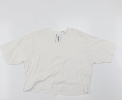 Womens UK Size 10 COLLUSION White Basic T-Shirt