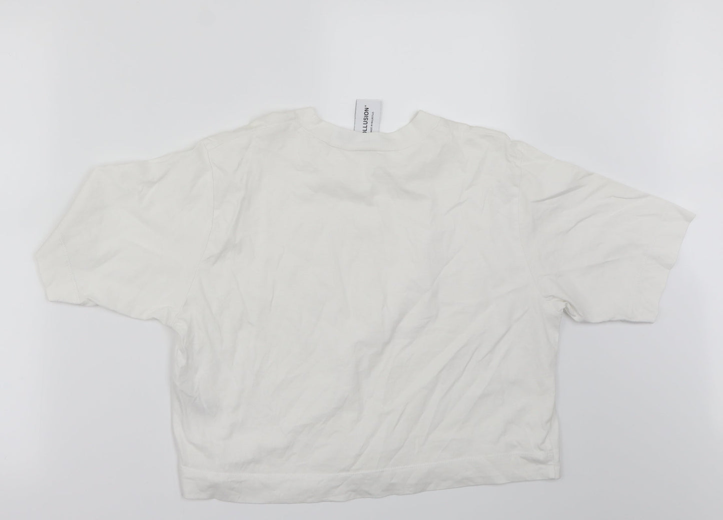 Womens UK Size 10 COLLUSION White Basic T-Shirt
