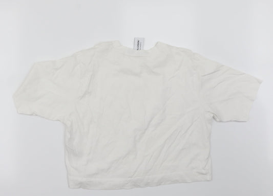 Womens UK Size 10 COLLUSION White Basic T-Shirt