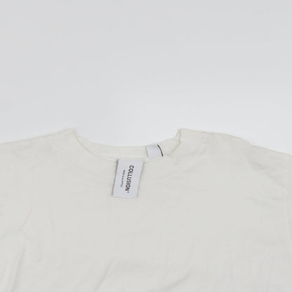 Womens UK Size 10 COLLUSION White Basic T-Shirt
