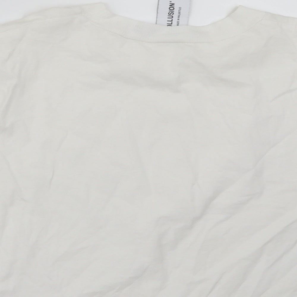 Womens UK Size 10 COLLUSION White Basic T-Shirt