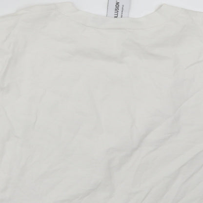 Womens UK Size 10 COLLUSION White Basic T-Shirt